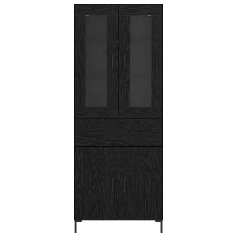 Highboard z szufladą 2 pcs Czarny Dąb Materiał drewnopochodny