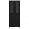 Highboard z szufladą 2 pcs Czarny Dąb Materiał drewnopochodny