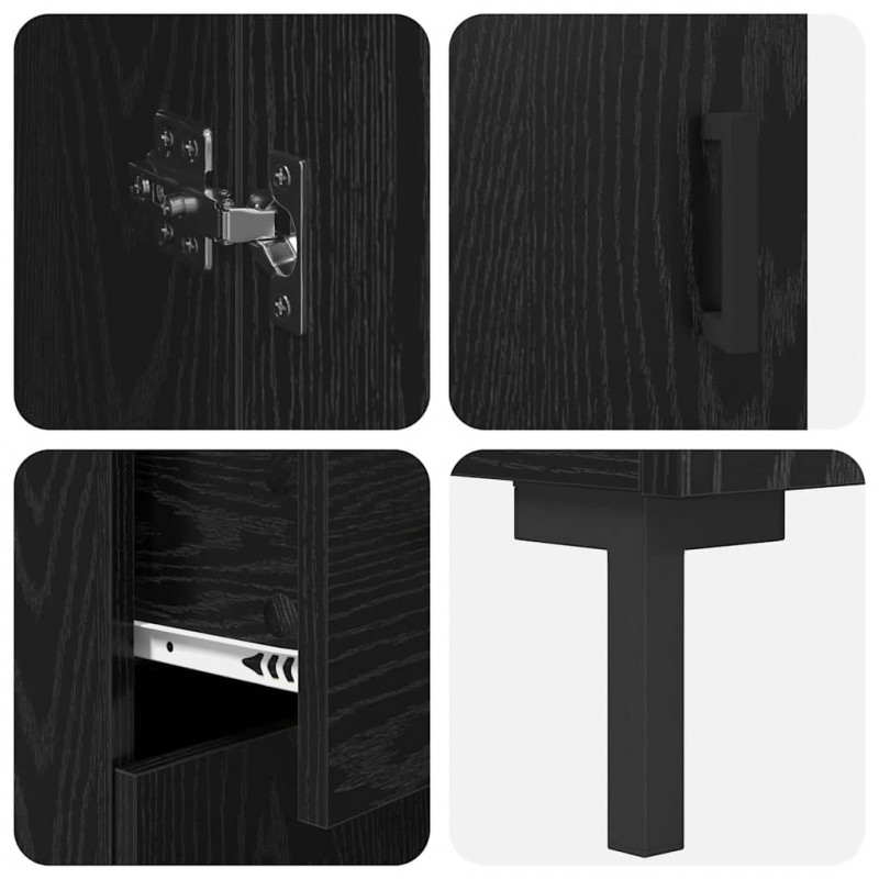Highboard z szufladą 2 pcs Czarny Dąb Materiał drewnopochodny