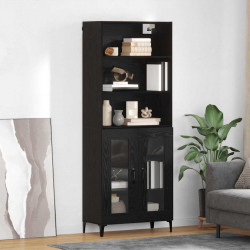 Highboard Czarny Dąb 69,5 x 34 x 180 cm Materiał drewnopochodny