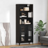 Highboard Czarny Dąb 69,5 x 34 x 180 cm Materiał drewnopochodny