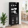 Highboard Czarny Dąb 69,5 x 34 x 180 cm Materiał drewnopochodny