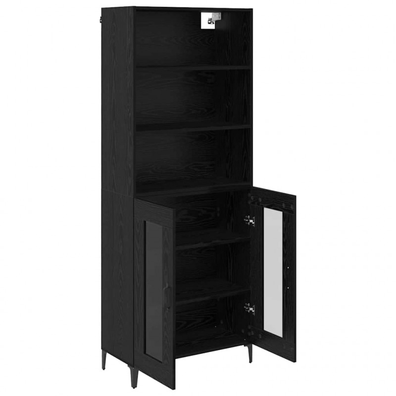 Highboard Czarny Dąb 69,5 x 34 x 180 cm Materiał drewnopochodny