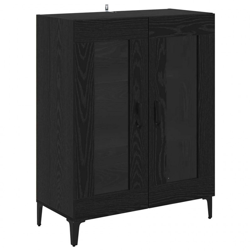 Highboard Czarny Dąb 69,5 x 34 x 180 cm Materiał drewnopochodny