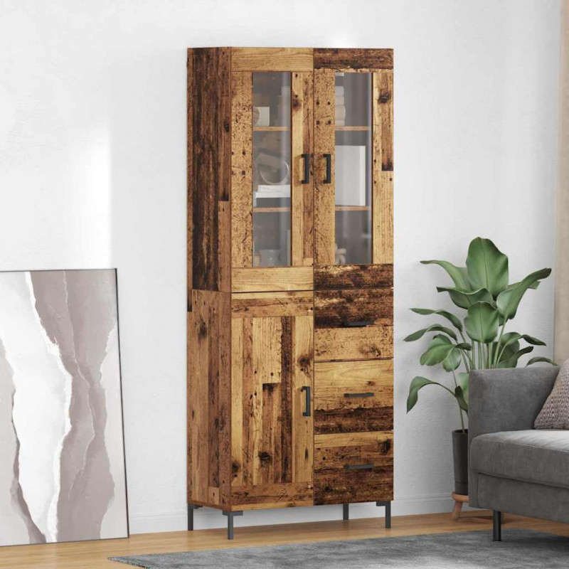 Highboard z szufladą 2 pcs Stare drewno Materiał drewnopochodny