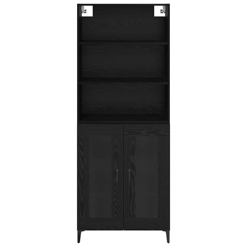 Highboard Czarny Dąb 69,5 x 34 x 180 cm Materiał drewnopochodny