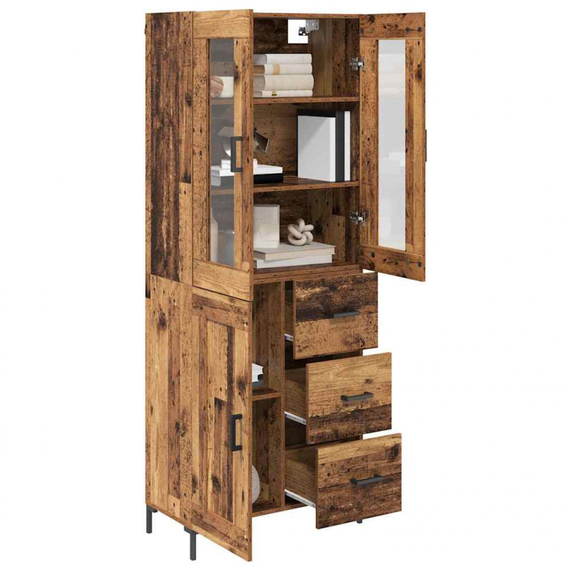 Highboard z szufladą 2 pcs Stare drewno Materiał drewnopochodny