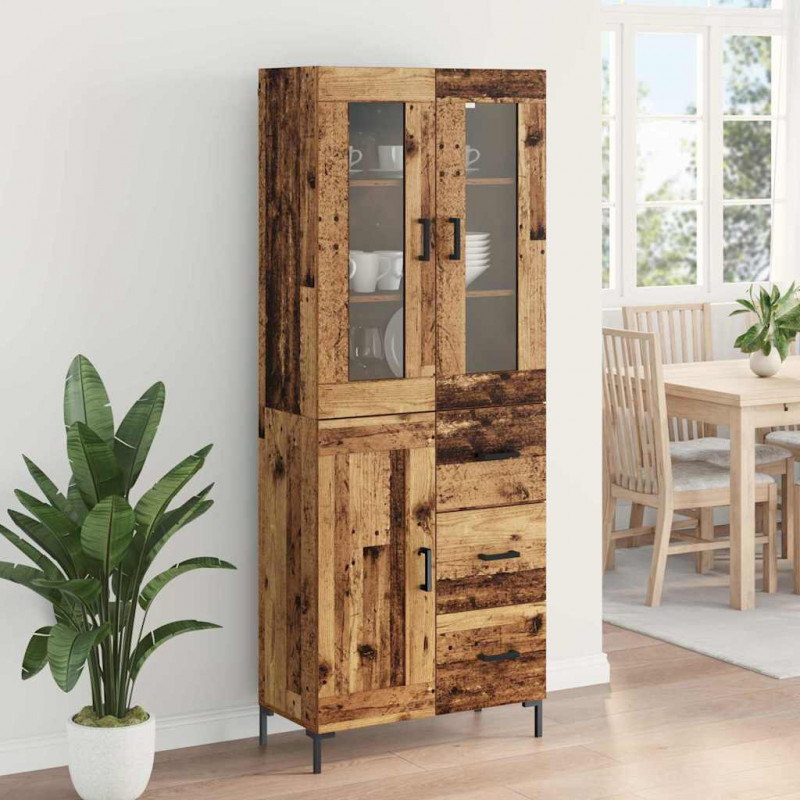 Highboard z szufladą 2 pcs Stare drewno Materiał drewnopochodny