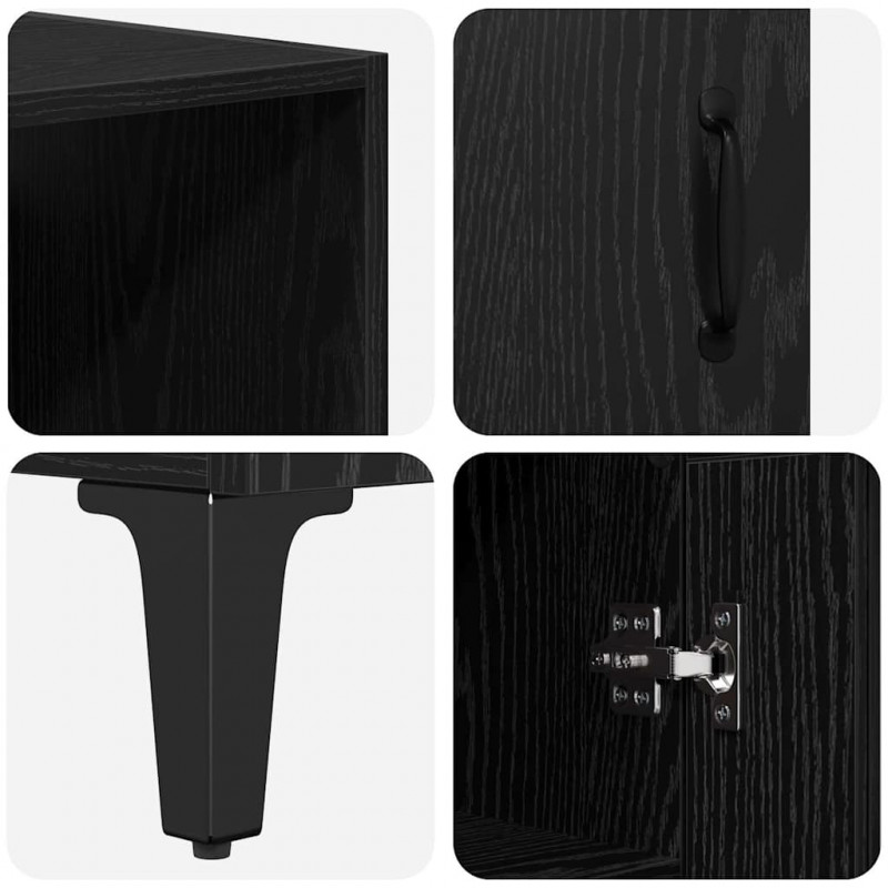 Highboard Czarny Dąb 69,5 x 34 x 180 cm Materiał drewnopochodny