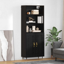 Highboard Czarny dąb 69,5 x 34 x 180 cm Materiał drewnopochodny