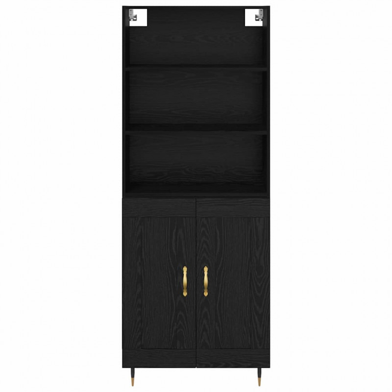 Highboard Czarny dąb 69,5 x 34 x 180 cm Materiał drewnopochodny