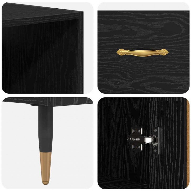 Highboard Czarny dąb 69,5 x 34 x 180 cm Materiał drewnopochodny
