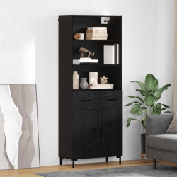 Highboard Czarny Dąb 69,5 x 34 x 180 cm Materiał drewnopochodny