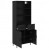 Highboard Czarny Dąb 69,5 x 34 x 180 cm Materiał drewnopochodny
