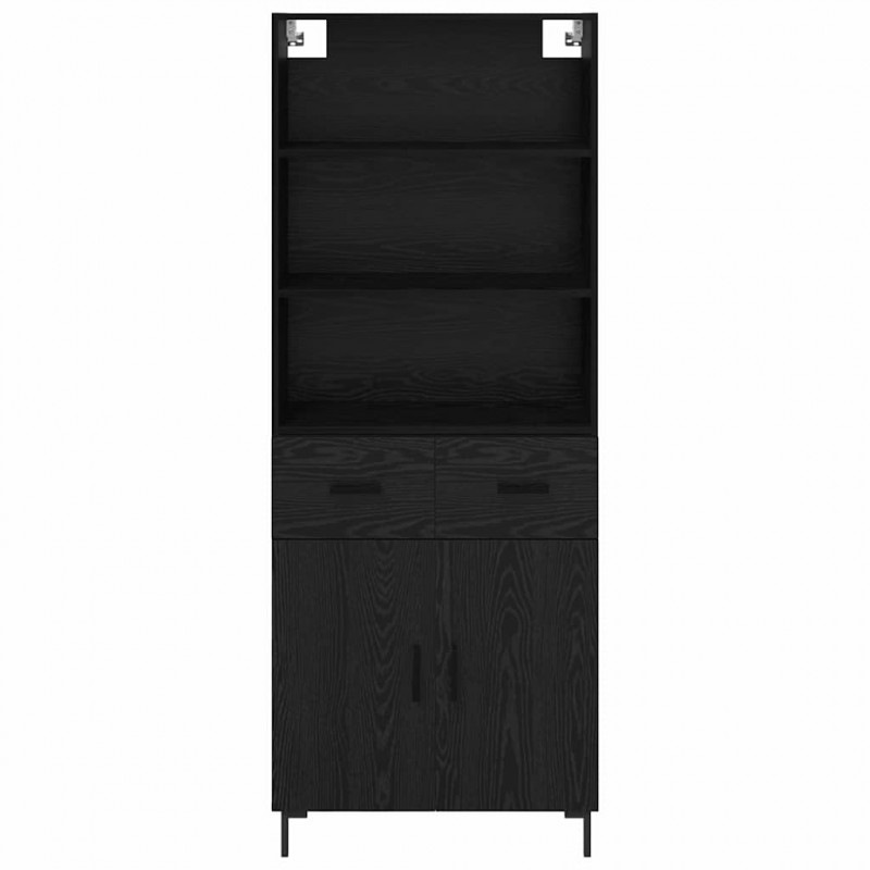 Highboard Czarny Dąb 69,5 x 34 x 180 cm Materiał drewnopochodny