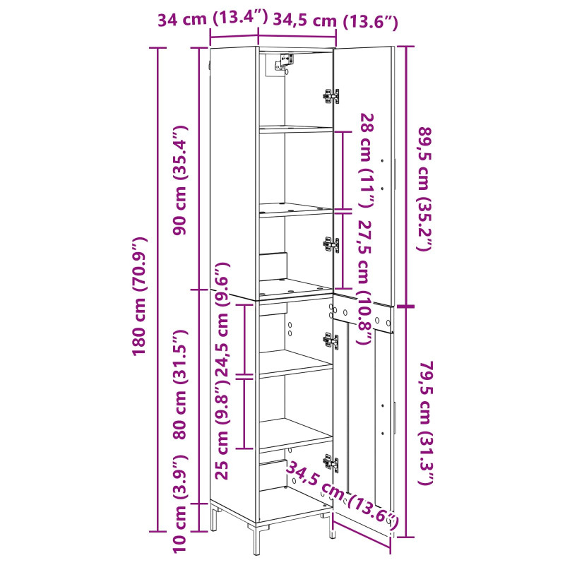 Highboard Stare drewno 69,5 x 34 x 180 cm