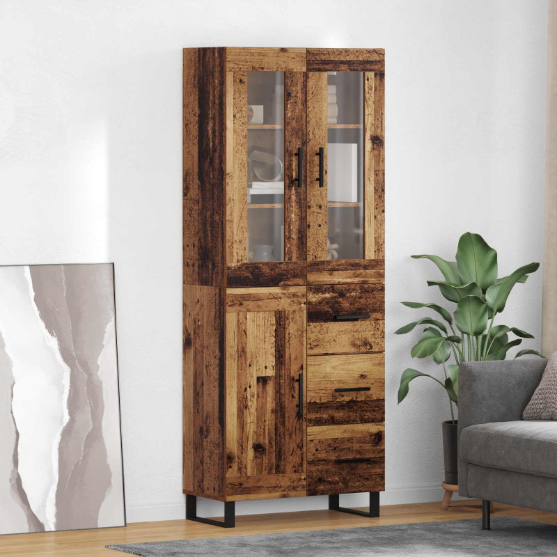 Highboard z szufladą 2 pcs Stare drewno Materiał drewnopochodny