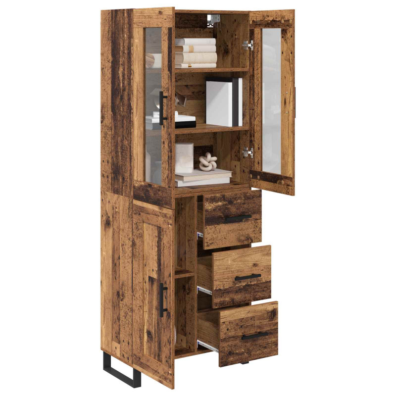 Highboard z szufladą 2 pcs Stare drewno Materiał drewnopochodny