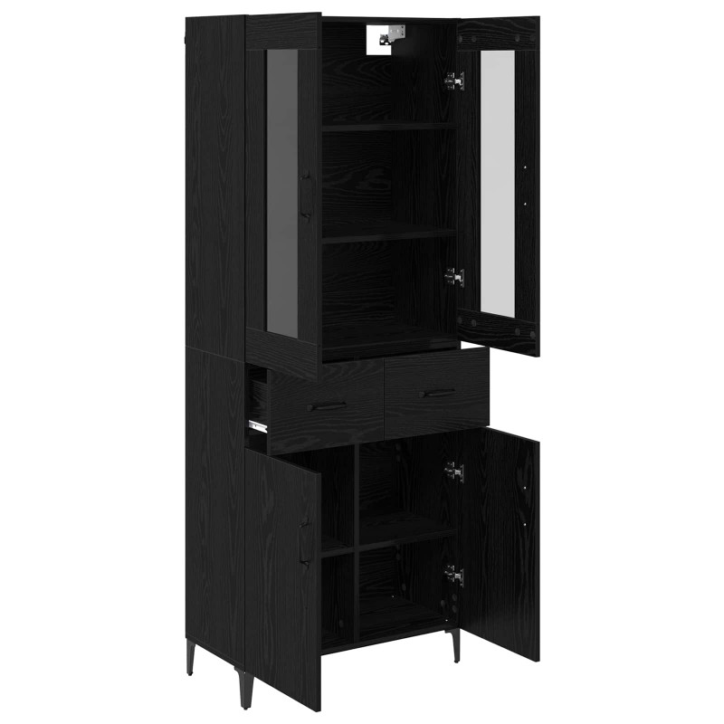 Highboard Czarny Dąb 69,5 x 34 x 180 cm Materiał drewnopochodny