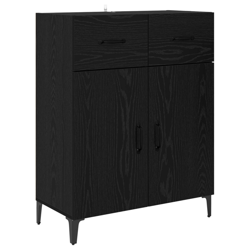 Highboard Czarny Dąb 69,5 x 34 x 180 cm Materiał drewnopochodny