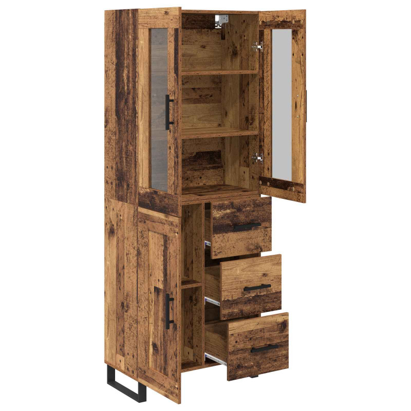 Highboard z szufladą 2 pcs Stare drewno Materiał drewnopochodny
