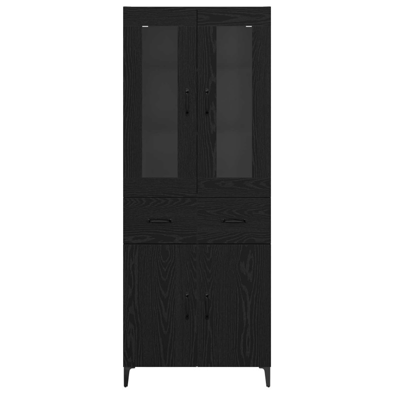Highboard Czarny Dąb 69,5 x 34 x 180 cm Materiał drewnopochodny