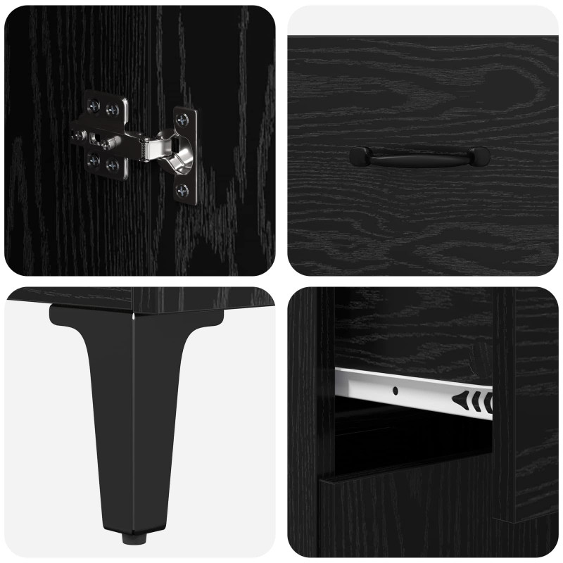 Highboard Czarny Dąb 69,5 x 34 x 180 cm Materiał drewnopochodny