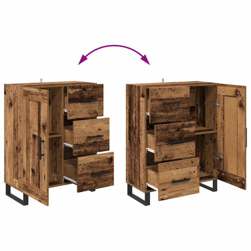 Highboard z szufladą 2 pcs Stare drewno Materiał drewnopochodny