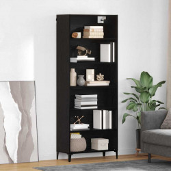Highboard Czarny Dąb 69,5 x 34 x 180 cm Materiał drewnopochodny