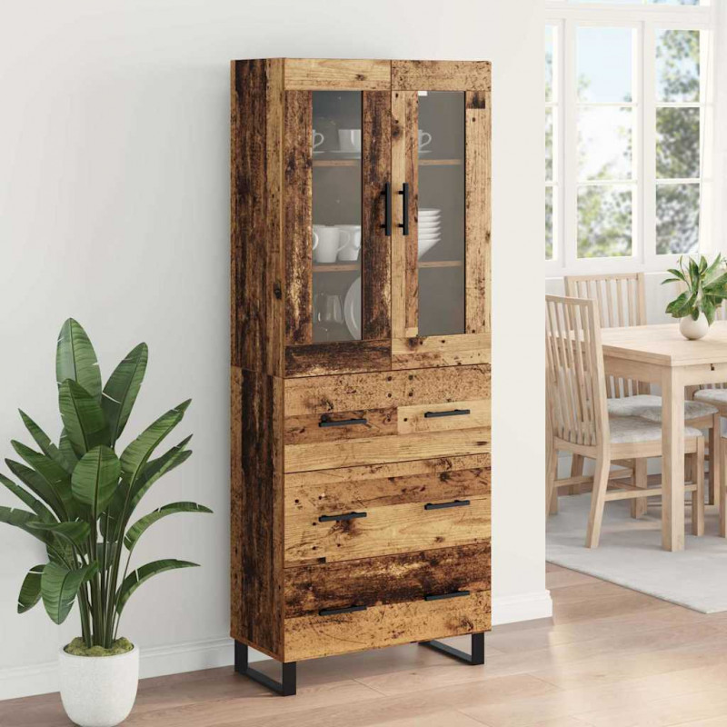 Highboard z szufladą 2 pcs Stare drewno Materiał drewnopochodny