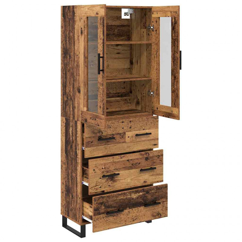Highboard z szufladą 2 pcs Stare drewno Materiał drewnopochodny