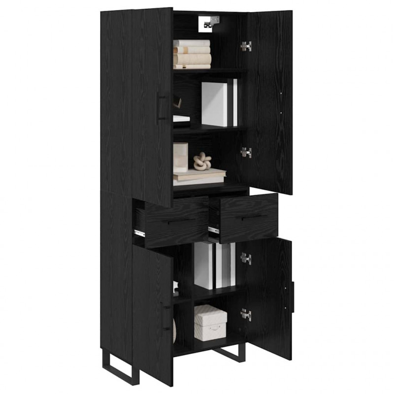 Highboard z szufladą 2 pcs Czarny Dąb 69,5 x 34 x 180 cm