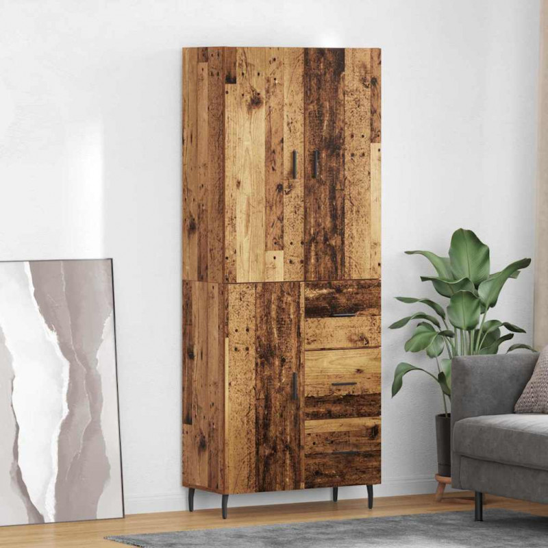 Highboard 2 pcs Stare drewno Drewno inżynieryjne i szkło