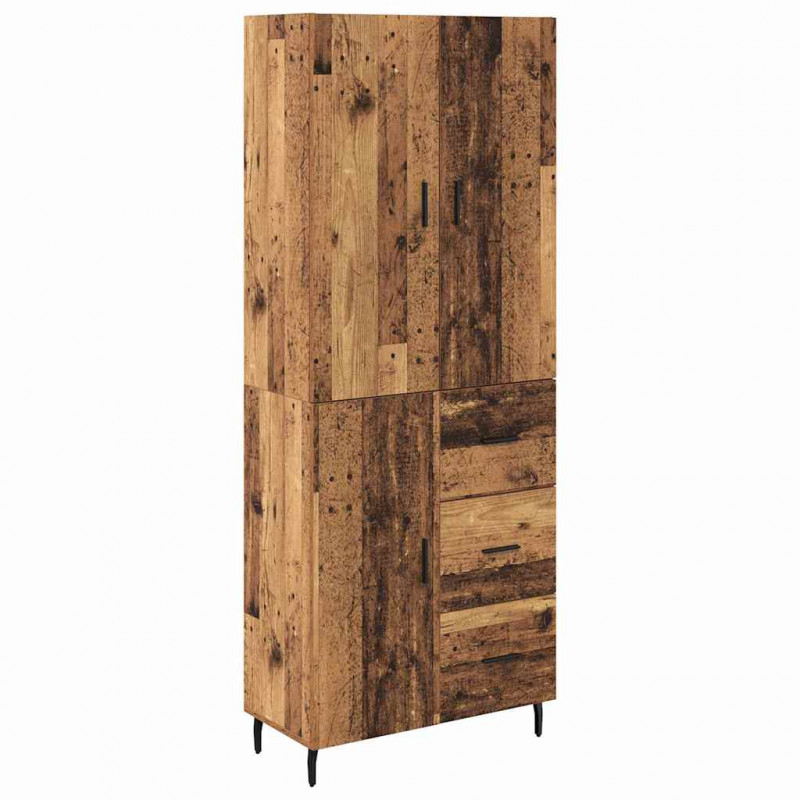 Highboard 2 pcs Stare drewno Drewno inżynieryjne i szkło