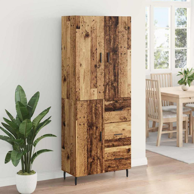 Highboard 2 pcs Stare drewno Drewno inżynieryjne i szkło