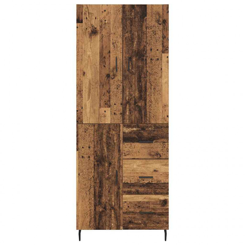 Highboard 2 pcs Stare drewno Drewno inżynieryjne i szkło