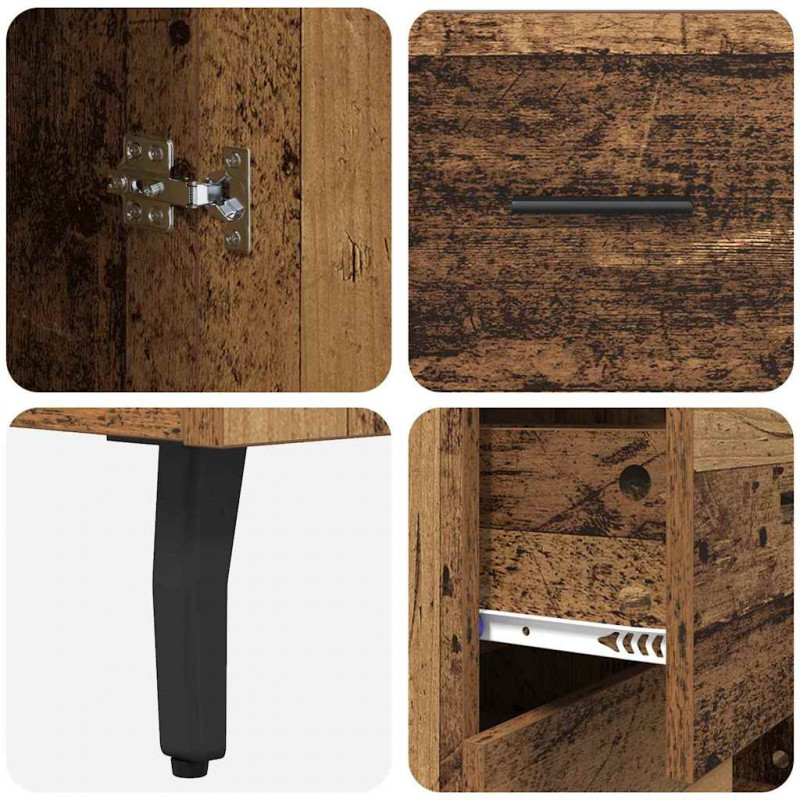 Highboard 2 pcs Stare drewno Drewno inżynieryjne i szkło
