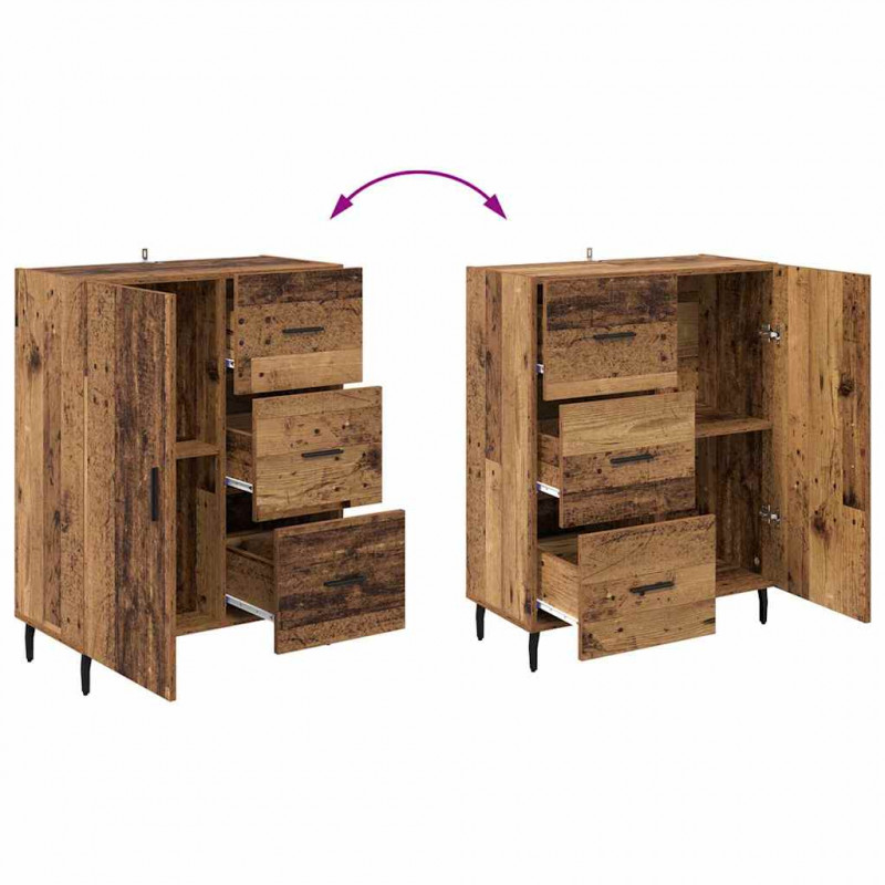 Highboard 2 pcs Stare drewno Drewno inżynieryjne i szkło
