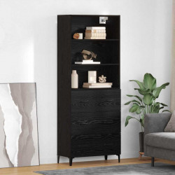 Highboard Czarny Dąb 69,5 x 34 x 180 cm Materiał drewnopochodny
