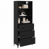 Highboard Czarny Dąb 69,5 x 34 x 180 cm Materiał drewnopochodny
