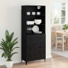 Highboard Czarny Dąb 69,5 x 34 x 180 cm Materiał drewnopochodny