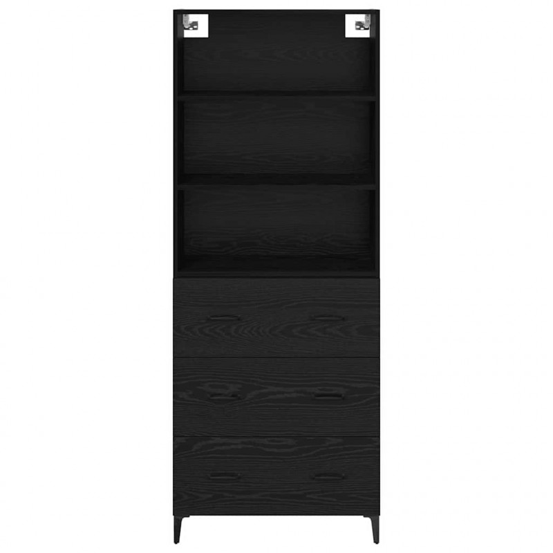 Highboard Czarny Dąb 69,5 x 34 x 180 cm Materiał drewnopochodny
