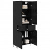 Highboard 2 pcs Czarny Dąb Drewno inżynieryjne i szkło