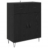 Highboard 2 pcs Czarny Dąb Drewno inżynieryjne i szkło