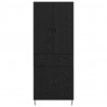 Highboard 2 pcs Czarny Dąb Drewno inżynieryjne i szkło
