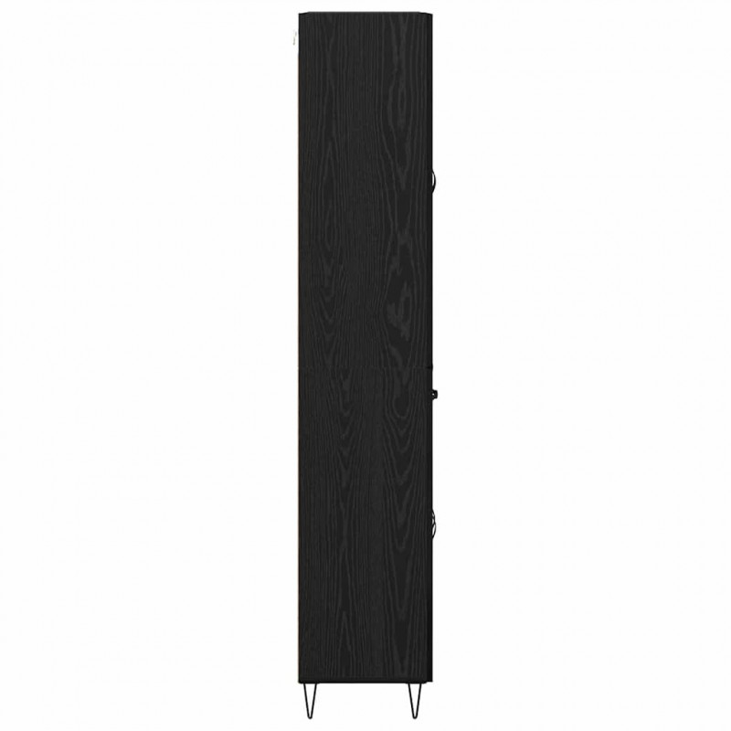 Highboard 2 pcs Czarny Dąb Drewno inżynieryjne i szkło