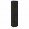 Highboard 2 pcs Czarny Dąb Szkło