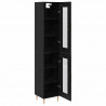 Highboard 2 pcs Czarny Dąb Szkło