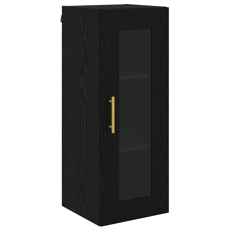 Highboard 2 pcs Czarny Dąb Szkło