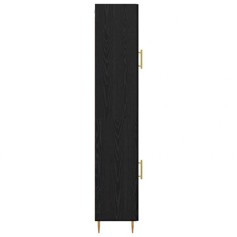 Highboard 2 pcs Czarny Dąb Szkło